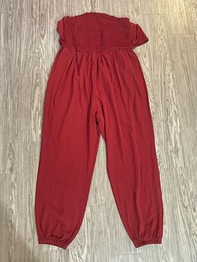 SHEIN Burgundy Tie-Front Jumpsuit